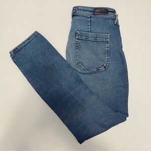 AG Adriano Goldschmied Anthropologie Stevie Ankle Button Up Denim Blue Jeans 30R